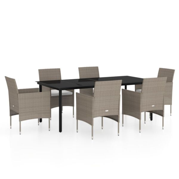 vidaXL Garden Dining Set Beige and Black