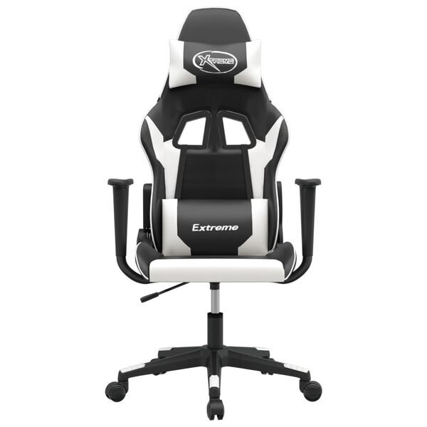 vidaXL Gaming Chair Black and White Faux Leather