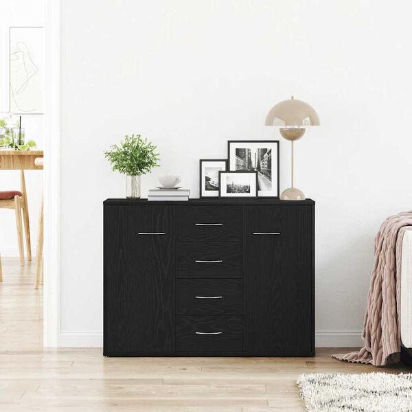 vidaXL Sideboard Black Oak 34.6x11.8x25.2" Engineered Wood