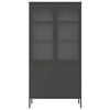 vidaXL Highboard Black Powder-coated steel, fluted glass Large Highboard