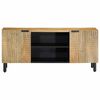 vidaXL TV Cabinet Brown Solid Mango Wood, Metal, Engineered Wood Medium