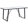 vidaXL Dining Table White with marble pattern, Black frame