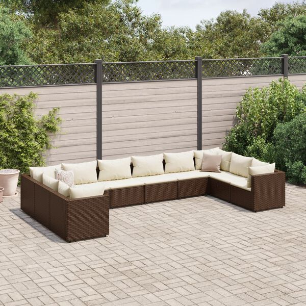 vidaXL Patio Lounge Set Brown, Cream White