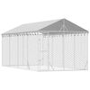 vidaXL Outdoor Dog Kennel Silver Galvanized steel, Polyethylene Large