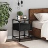 vidaXL Bedside Cabinet Black Engineered wood, steel, glass