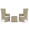 vidaXL Garden Lounge Set Beige Poly Rattan, Steel, Tempered Glass