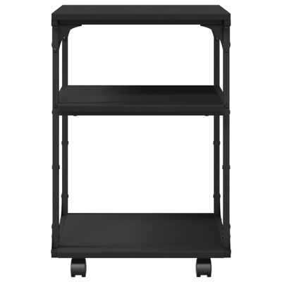 vidaXL Printer Stand 3-Tier Black 16.9"x18.9"x25.2" Engineered Wood