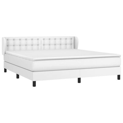 vidaXL Box Spring Bed with Mattress White California King Faux Leather