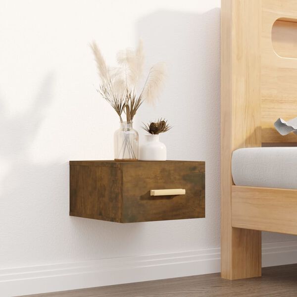 vidaXL Wall-mounted Bedside Cabinet Set of 2 Smoked oak Engineered wood