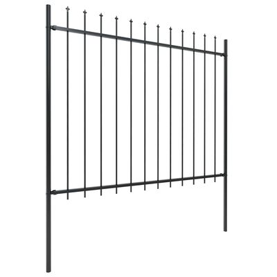 vidaXL Garden Fence with Spear Top Steel 200.8"x59.1" Black