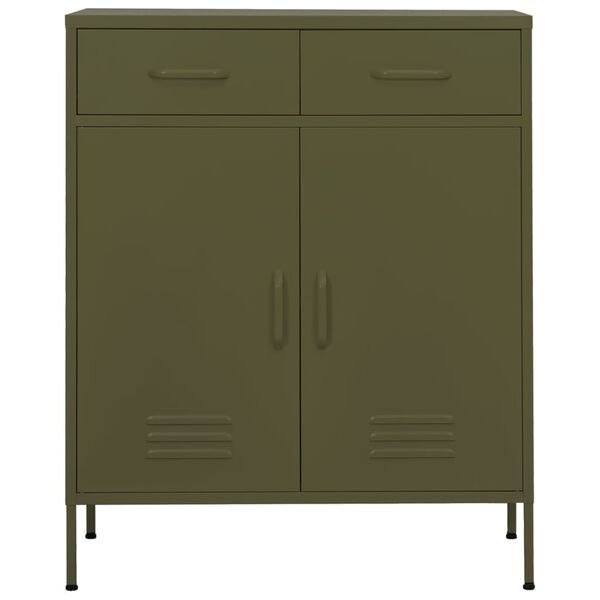 vidaXL Storage Cabinet Olive Green Steel 31.5 x 13.8 x 40.0 in