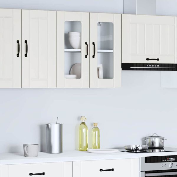 vidaXL Kitchen Wall Cabinet White Engineered wood and glass
