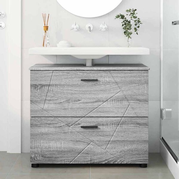 vidaXL Bathroom Cabinet with Door Grey Sonoma 30.12 x 13.78 x 25.20 in
