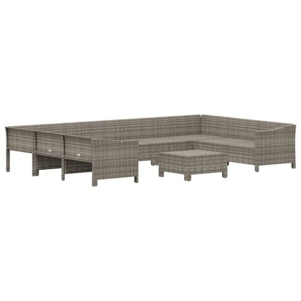 vidaXL Garden Lounge Set Grey PE Rattan 10 Piece Set Modular