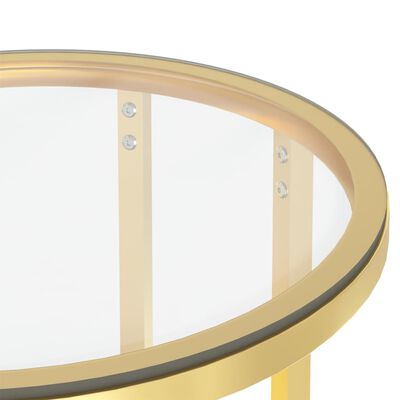 vidaXL Side Table Gold and Transparent 17.7" Tempered Glass