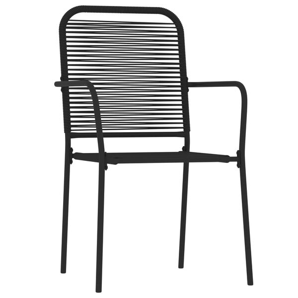 vidaXL Dining Set Black Powder-coated steel, glass, cotton rope Standard