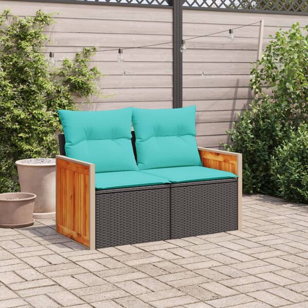 vidaXL Garden Sofa Black, Blue