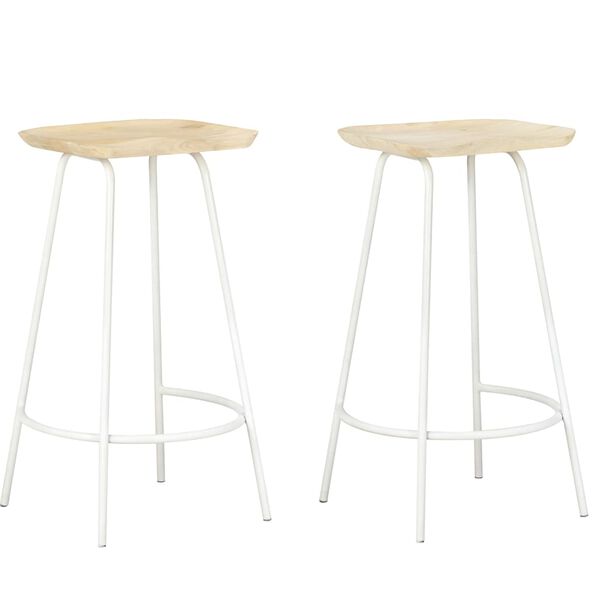 vidaXL Bar Stool Set of 2 Bleached wood, White