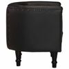 vidaXL Tub Chair Black Real goat leather, solid mango wood Small