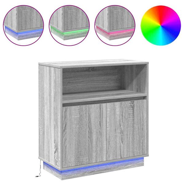 vidaXL LED Sideboard Grey Sonoma 27.95 x 13.58 x 29.53 in