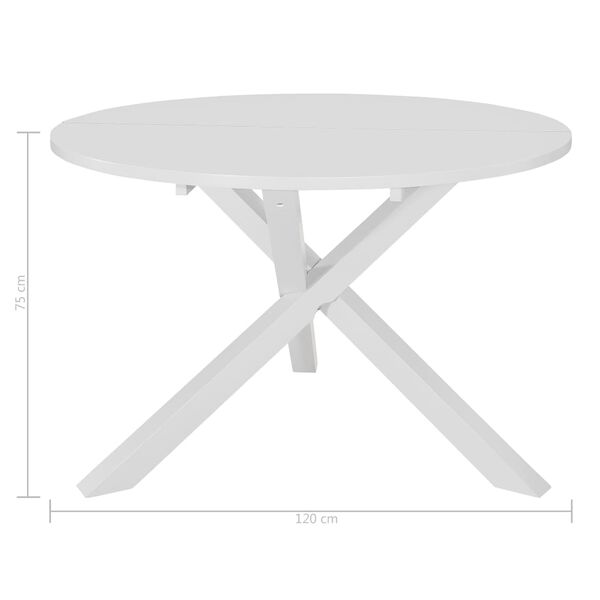 vidaXL Dining Table White Solid rubber wood, MDF