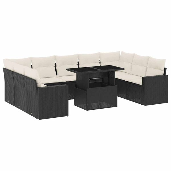 vidaXL Garden Sofa Set Black, Cream white
