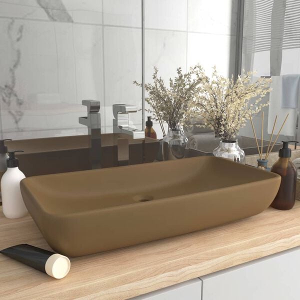 vidaXL Luxury Basin Rectangular Matt Cream 28.0x15.0" Ceramic