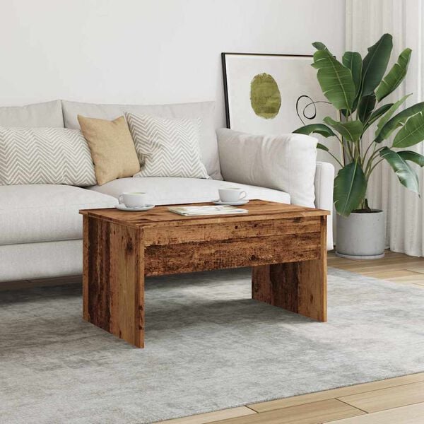 vidaXL Coffee Table Rustic Wood Engineered Wood Small Height-Adjustable