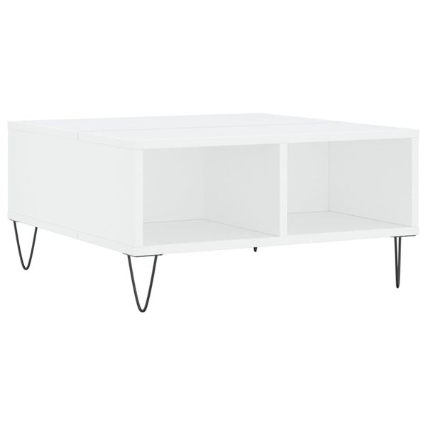 vidaXL Coffee Table White Engineered wood, iron 23.6x23.6 in