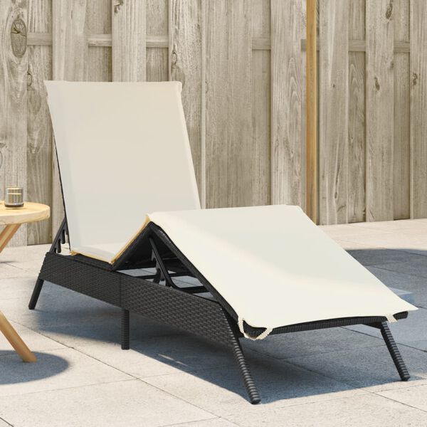 vidaXL Sun Lounger Black, Cream White