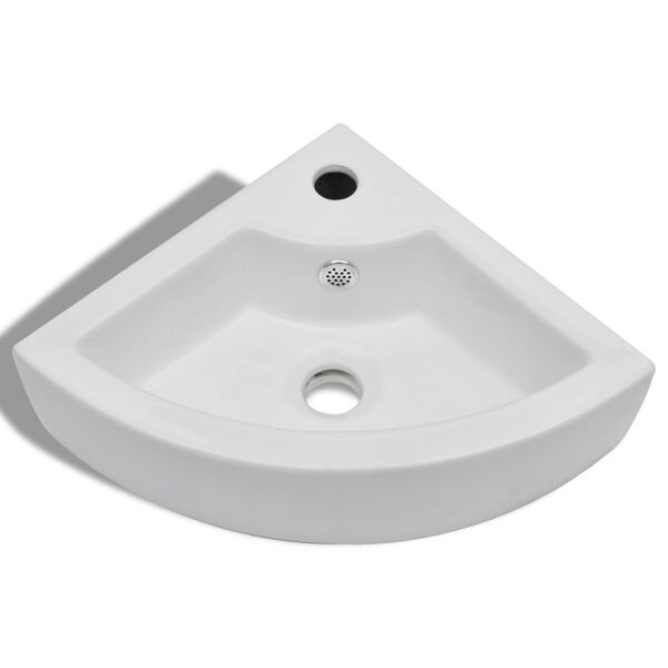 Bathroom Sink Basin Ceramic Corner White