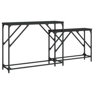 vidaXL Nesting Console Table Black Engineered wood Compact