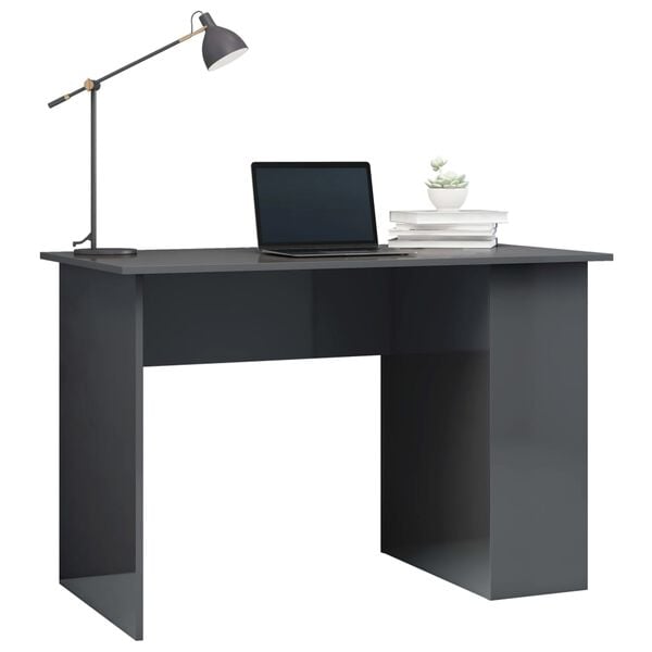 vidaXL Desk High gloss grey Engineered wood Compact Desk Rectangular