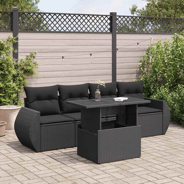 vidaXL Garden Sofa Set Black