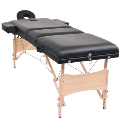 vidaXL 3-Zone Folding Massage Table 3.9" Thick Black