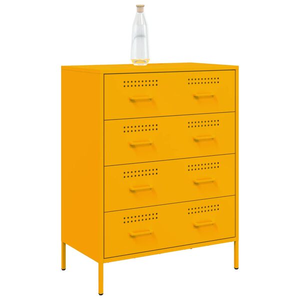 vidaXL Sideboard Mustard yellow Steel 26.8 in x 15.4 in x 35.0 in