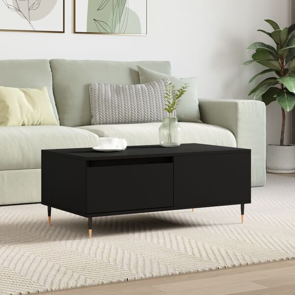 vidaXL Coffee Table Black Engineered wood, metal 35.4 x 19.7 x 14.4 in