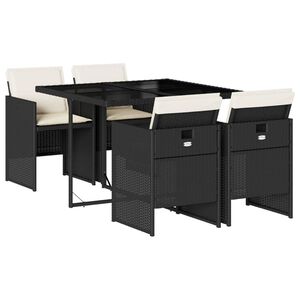 vidaXL Patio Dining Set Set of 4 Black, Cream White