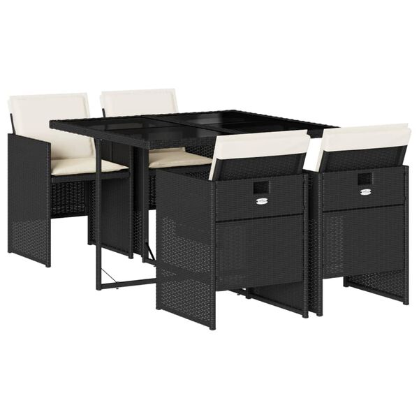 vidaXL Patio Dining Set Set of 4 Black, Cream White