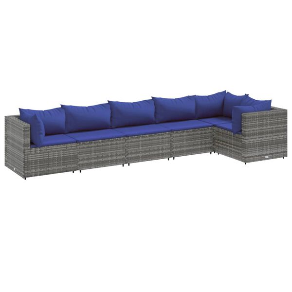 vidaXL Patio Lounge Set Grey PE rattan Large Modular