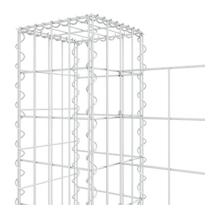 vidaXL U-shape Gabion Basket with 6 Posts Iron 244.1"x7.9"x39.4"