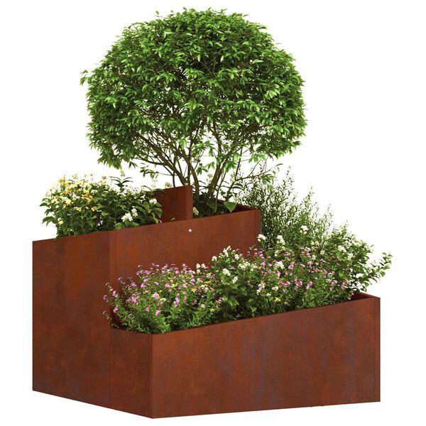 vidaXL Garden Planter Brown 23.62 x 23.62 x 19.69 in Weathering Steel