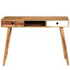 vidaXL Writing Desk Brown and White Solid Acacia Wood