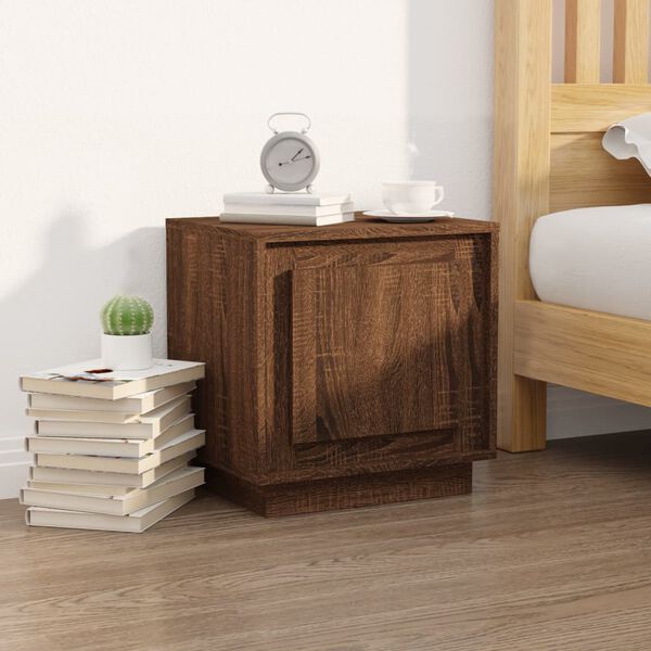 vidaXL Bedside Cabinet Set of 2 Brown Oak Engineered Wood Medium