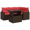 vidaXL 5 Piece Patio Sofa Set with Cushions Brown Poly Rattan Acacia