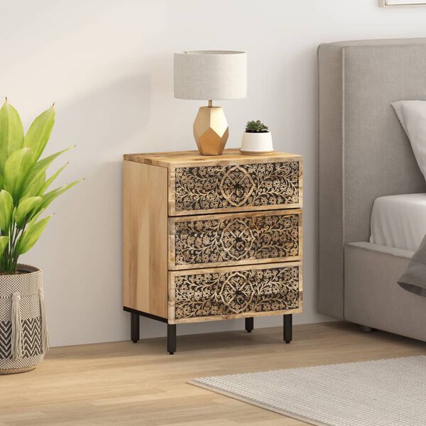 vidaXL Bedside Cabinet 19.7"x13"x23.6" Solid Wood Mango
