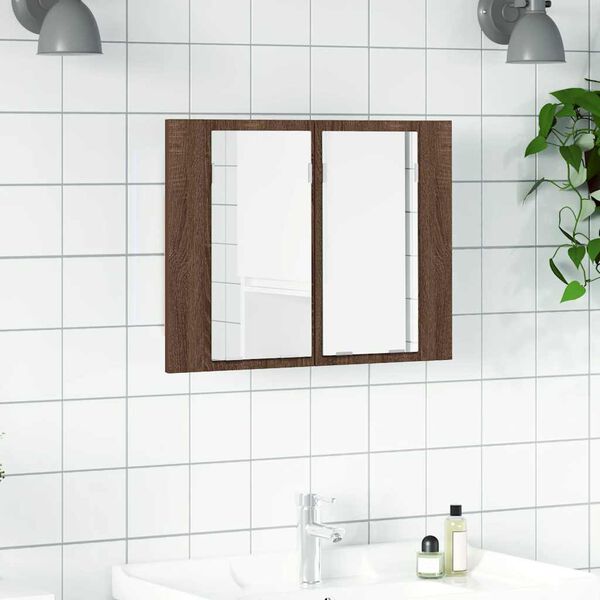 vidaXL LED Mirror Cabinet Brown oak Engineered wood Medium