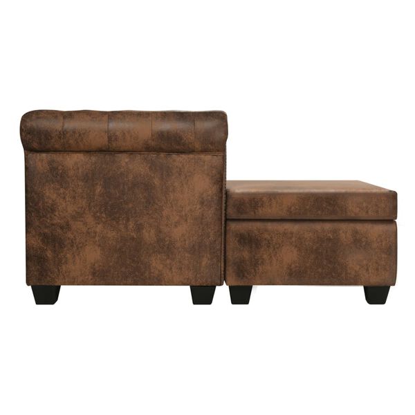 vidaXL Sofa Brown Artificial Suede Leather Medium Classic/Traditional