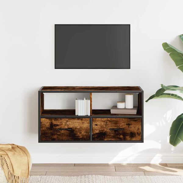 vidaXL TV Cabinet Smoked Oak Engineered Wood 31.5 in TV Cabinet