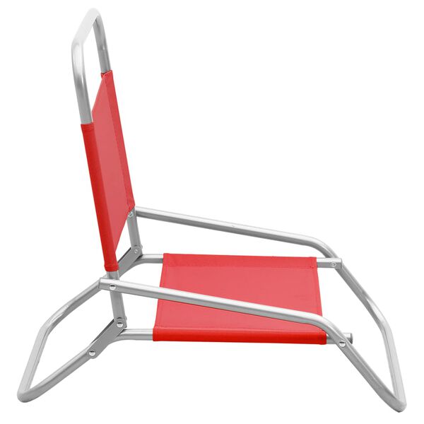 vidaXL Beach Chair Set of 2 Red Oxford Fabric, Steel Medium Foldable